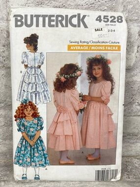 BUTTERICK PATTERN #4528 Girls' Tiered Dress size 2-3-4